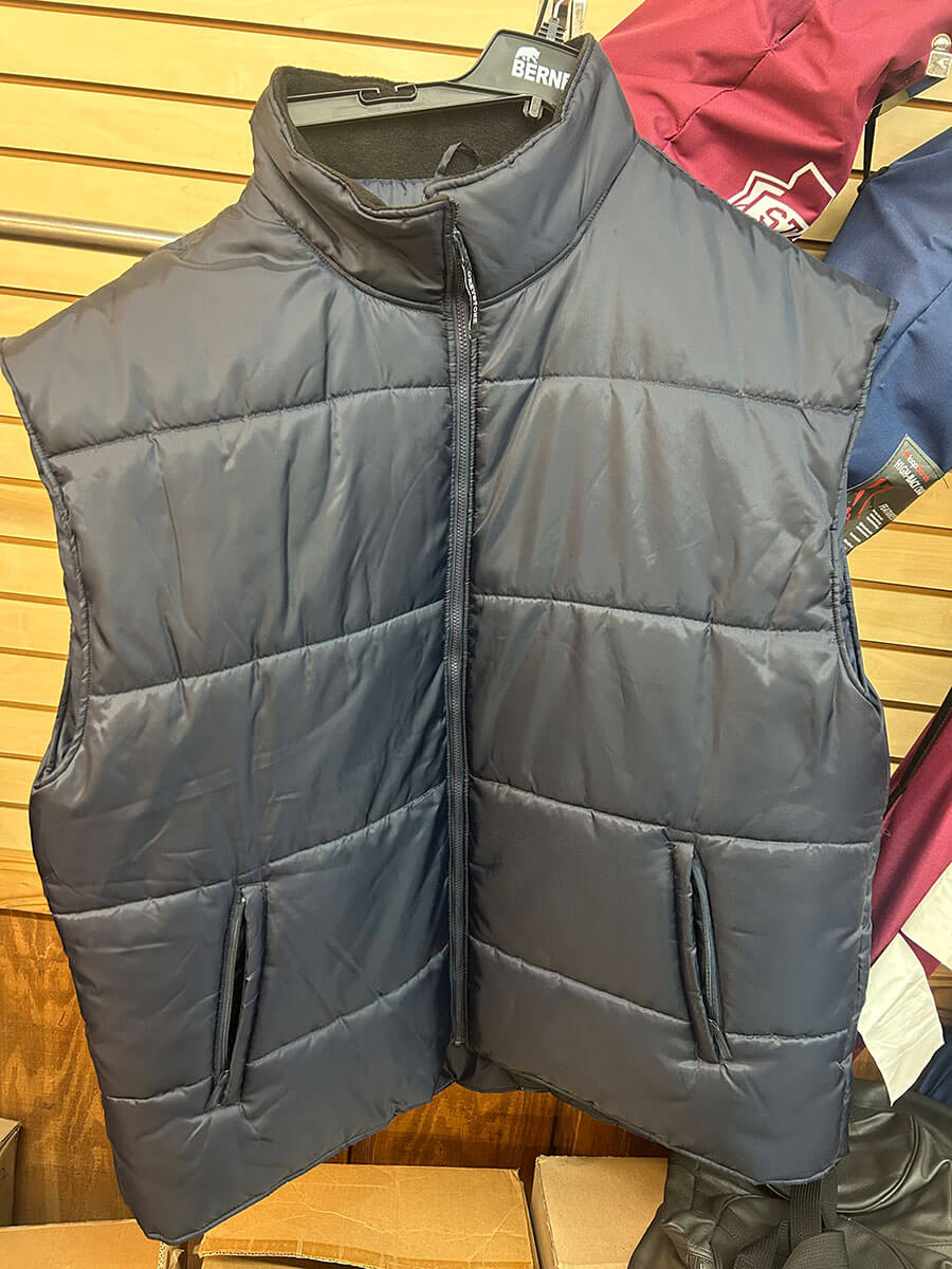 Navy Big & Tall insulated puffer vest by Berne.